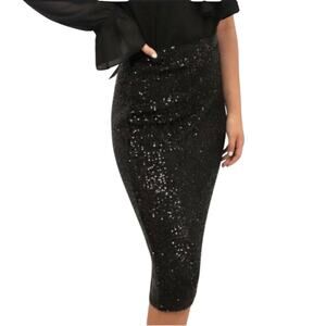 NWT Rachel Zoe Black Sequin Long Pencil Skirt With Side Slit. Woman’s in Size XS